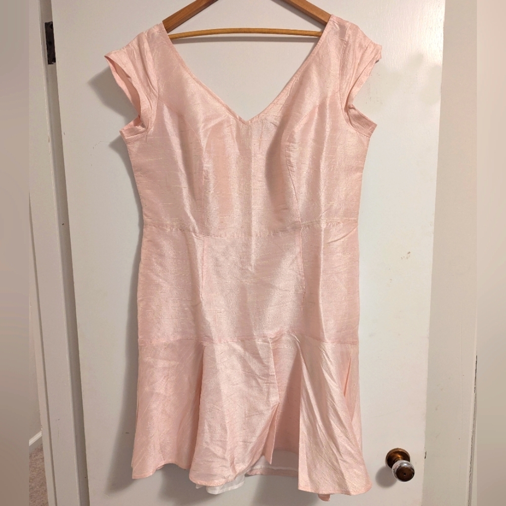eShakti Champagne Pink Dupioni Dress NWOT